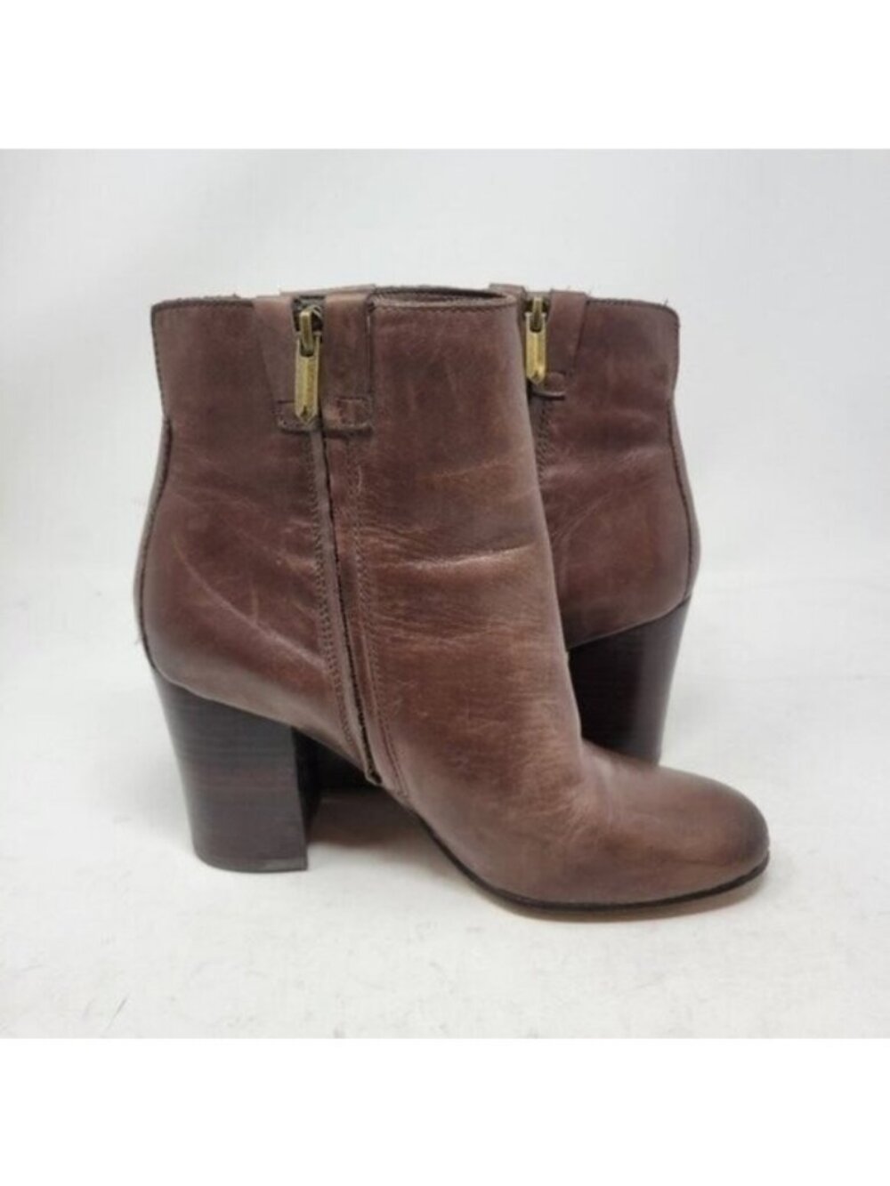 Sam Edelman | Fairfield Stacked Heel Dark Brown Leather Ankle Bootie - Picture 6 of 11
